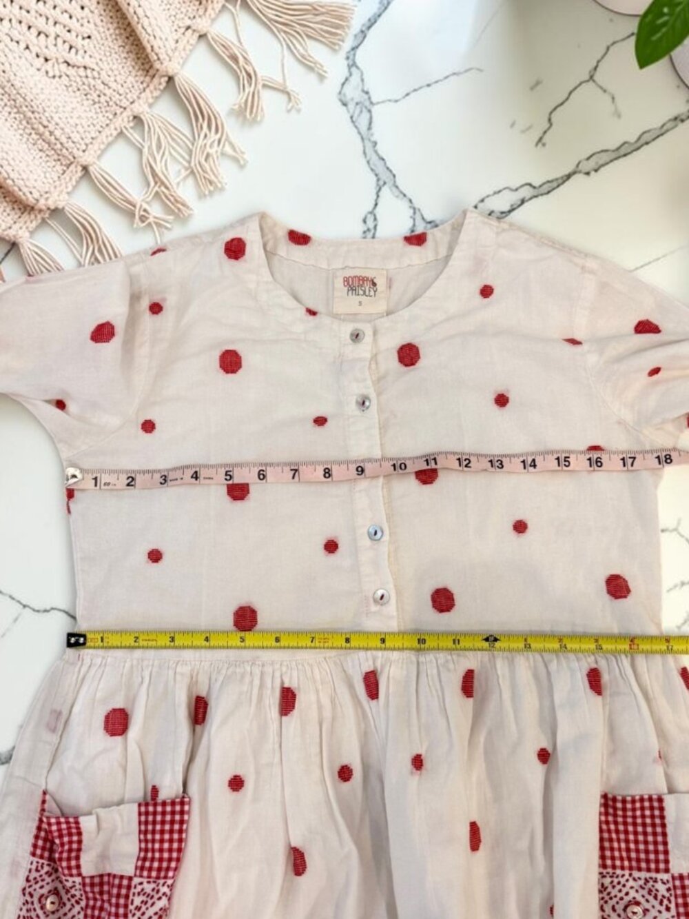 Bombay Paisley by Westside Red Pure Cotton Midi Dress Size Small Pockets - Picture 3 of 12